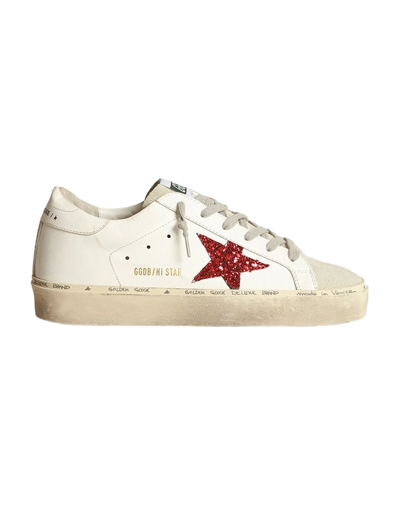 Women | Hi Star Leather Upper Glitter Star Suede Tongue | White x Ice x Red - Image 3