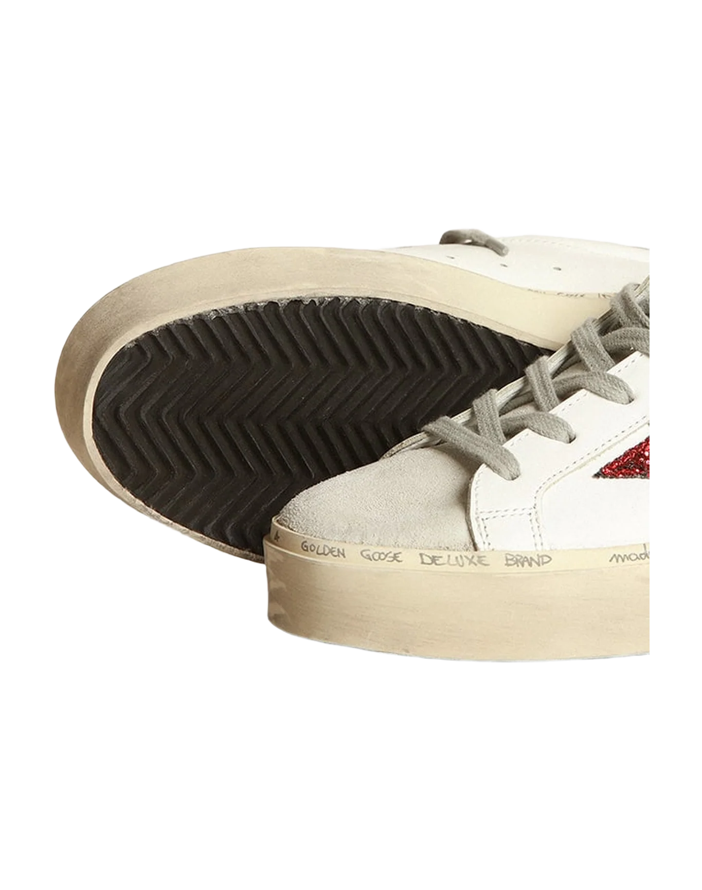 Women | Hi Star Leather Upper Glitter Star Suede Tongue | White x Ice x Red - Image 4
