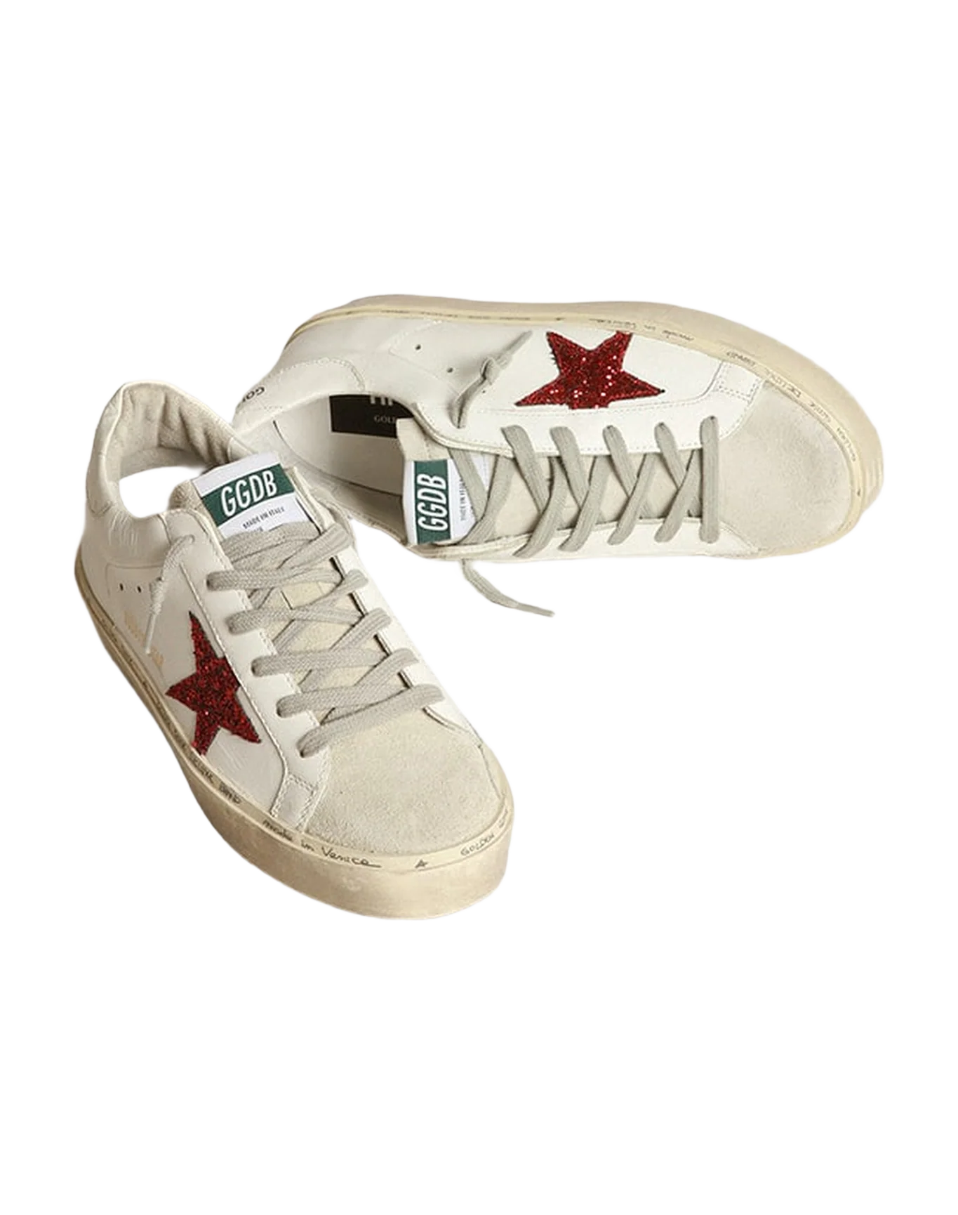 Women | Hi Star Leather Upper Glitter Star Suede Tongue | White x Ice x Red - Image 6