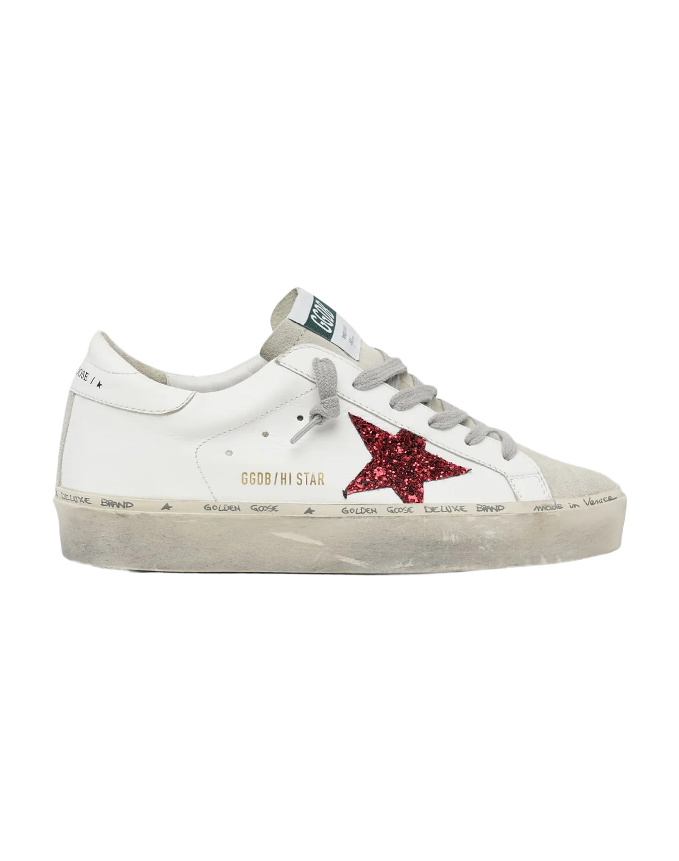 Women | Hi Star Leather Upper Glitter Star Suede Tongue | White x Ice x Red - Image 7