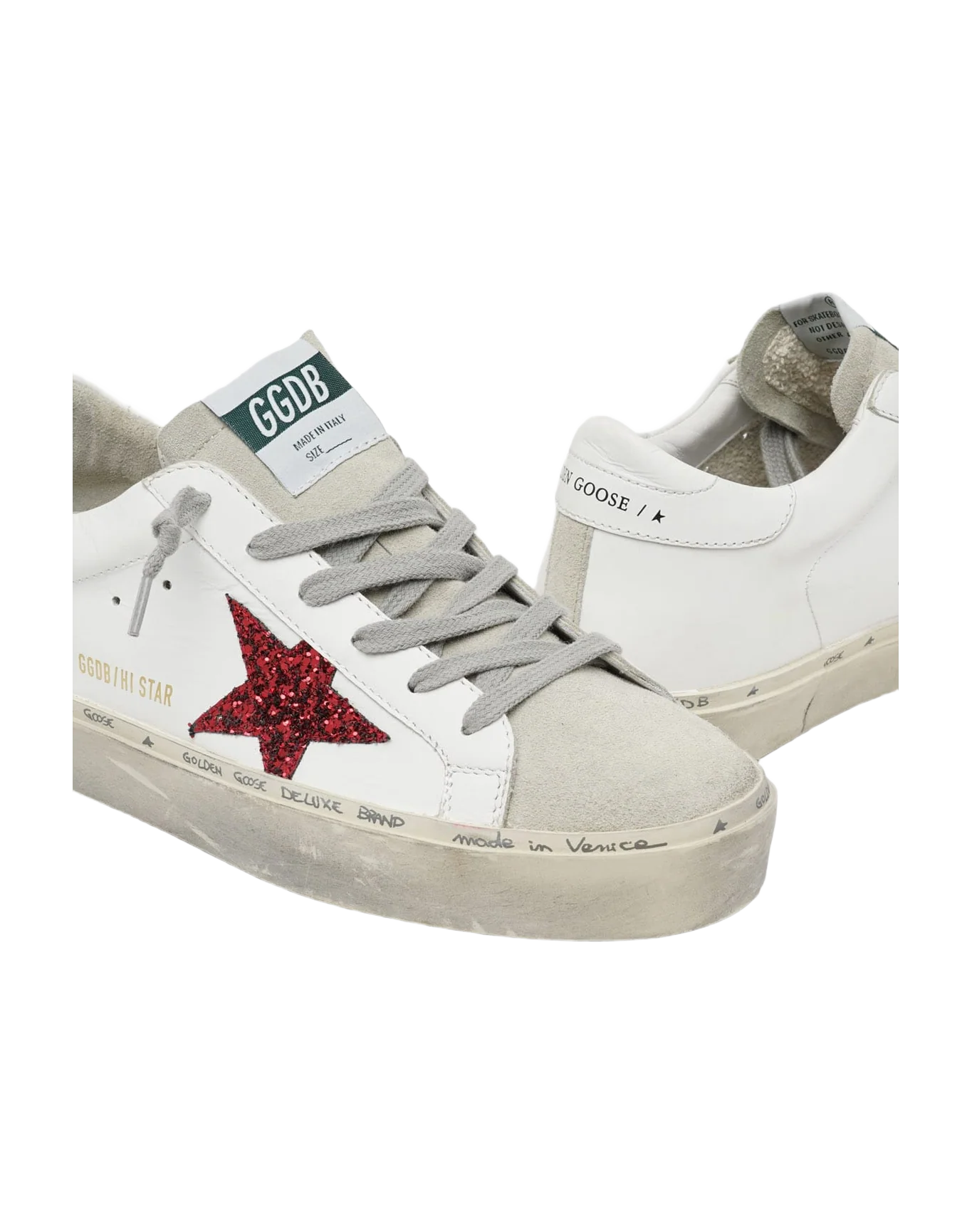 Women | Hi Star Leather Upper Glitter Star Suede Tongue | White x Ice x Red - Image 8
