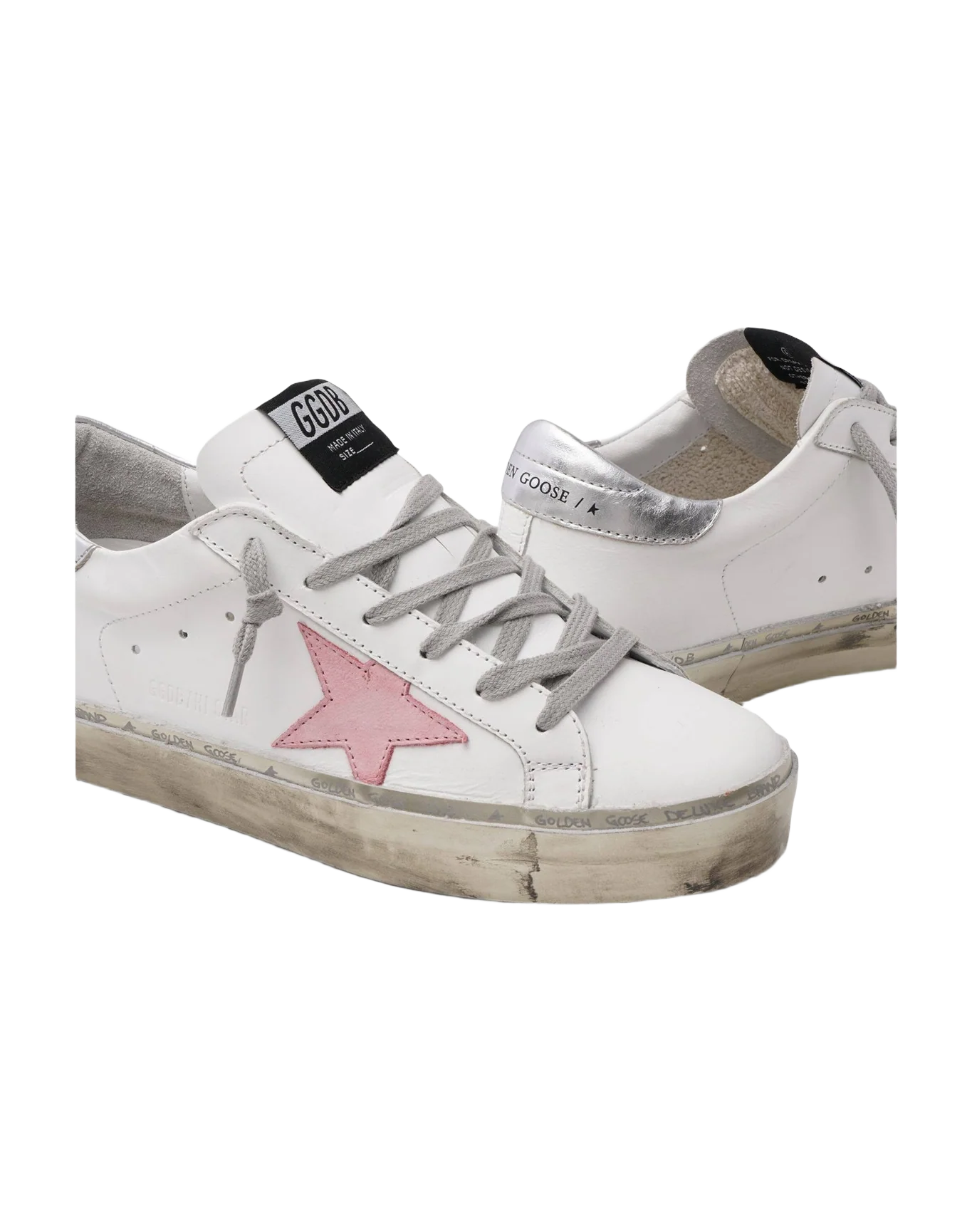 Women | Hi Star Leather Upper Nabuk Star Laminated Heel | White x Pink Pastel x Silver x Gold