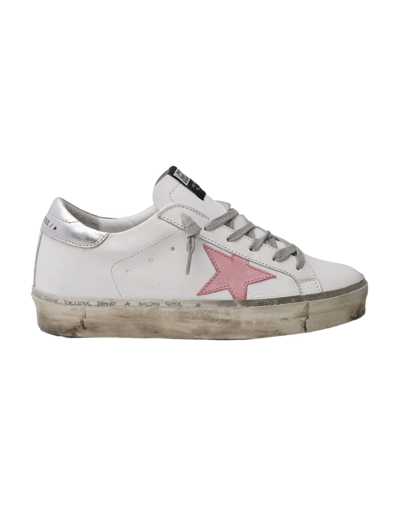 Women | Hi Star Leather Upper Nabuk Star Laminated Heel | White x Pink Pastel x Silver x Gold - Image 3