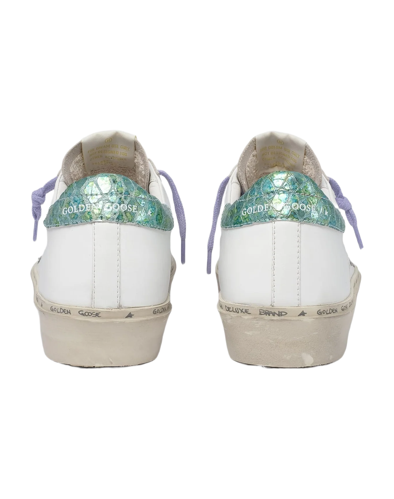 Women | Hi Star Ltd Sneakers with Glitter Star & Printed Heel Tab | White x Silver x Aquamarine - Image 3