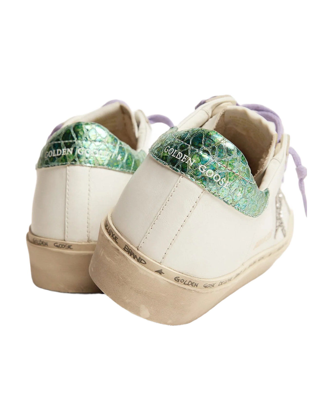 Women | Hi Star Ltd Sneakers with Glitter Star & Printed Heel Tab | White x Silver x Aquamarine - Image 9