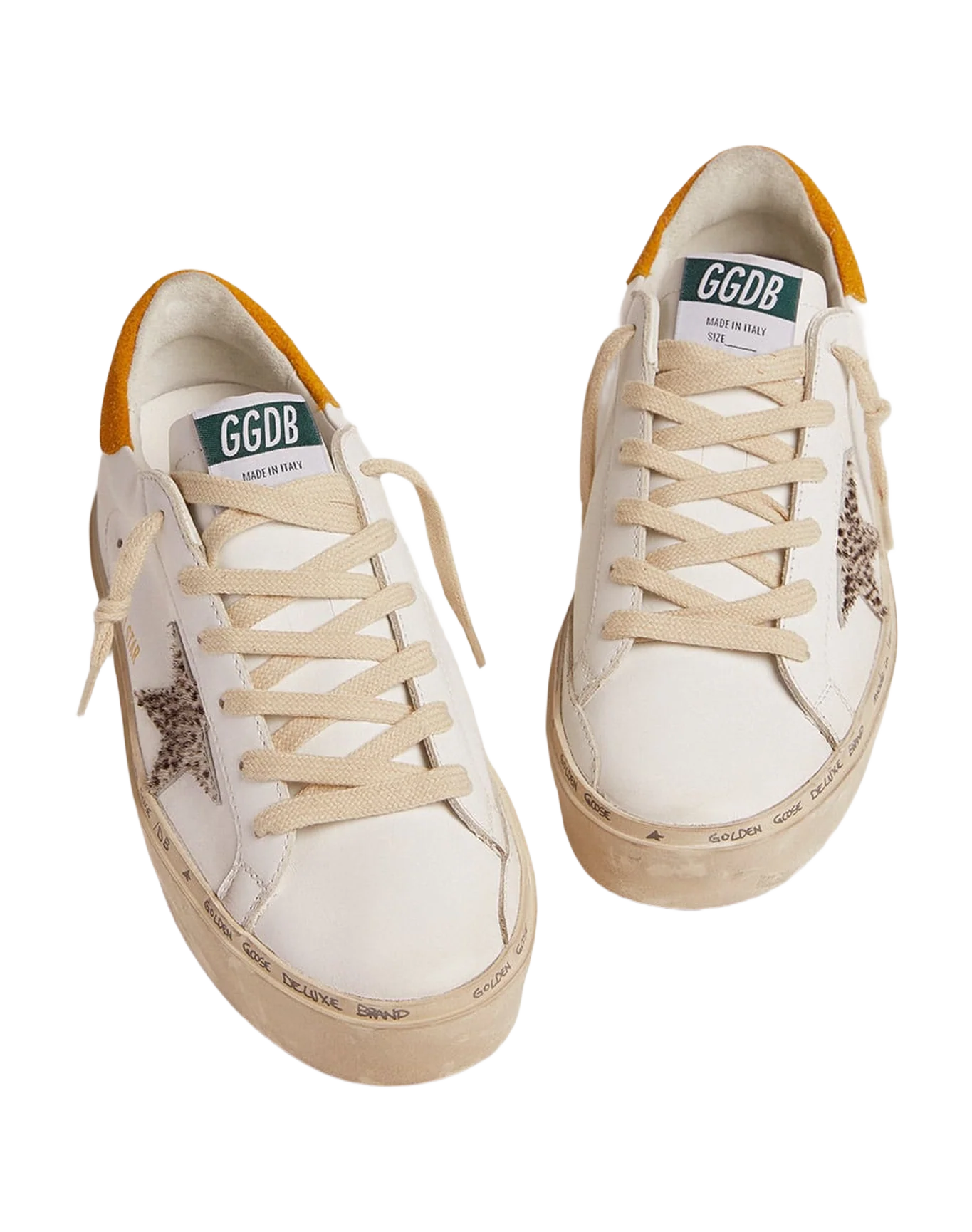 Women | Hi Star Ltd Sneakers with Polka-Dot Pony Skin Star & Suede Heel Tab | White x White Black Pois x Mustard - Image 2