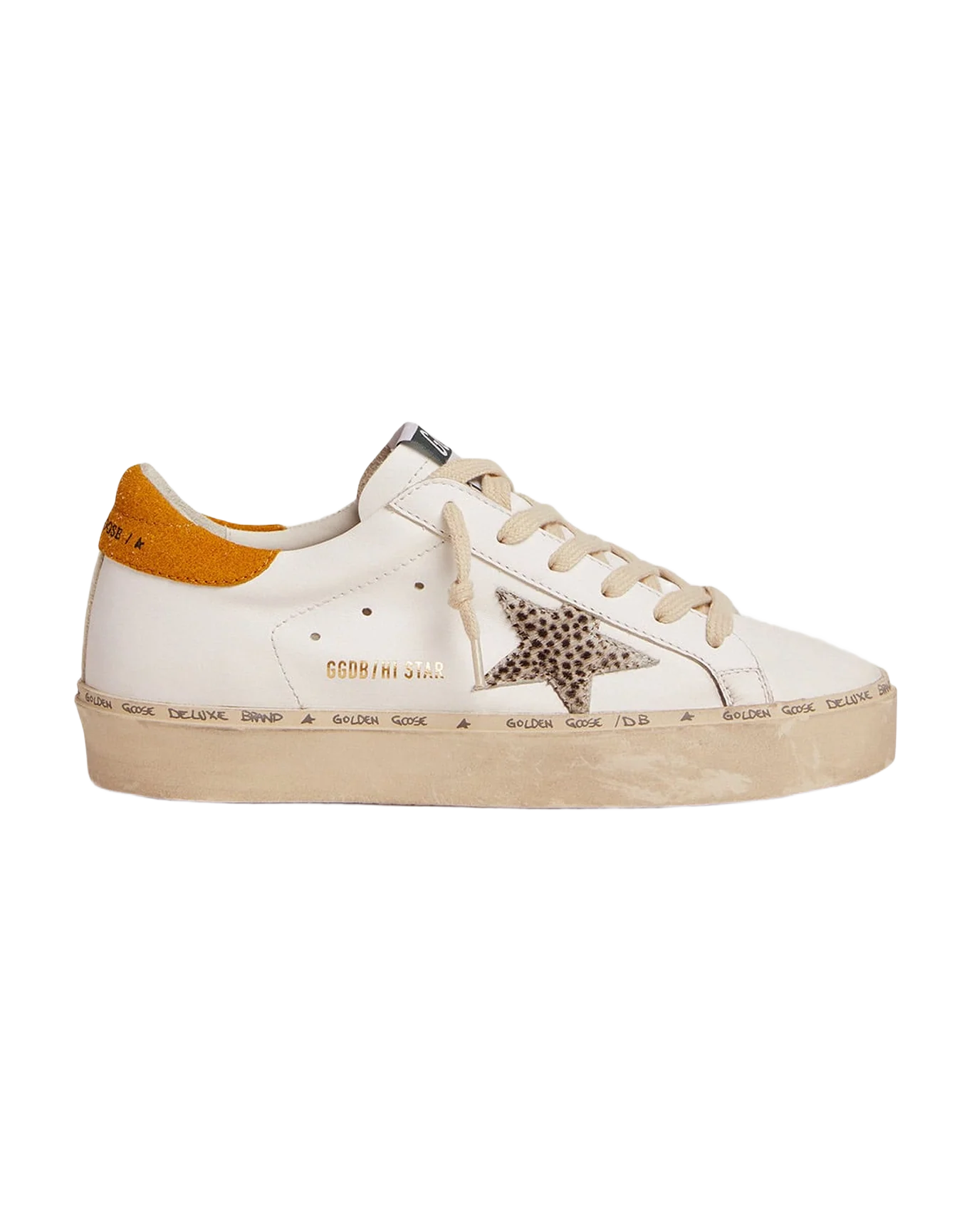 Women | Hi Star Ltd Sneakers with Polka-Dot Pony Skin Star & Suede Heel Tab | White x White Black Pois x Mustard - Image 4