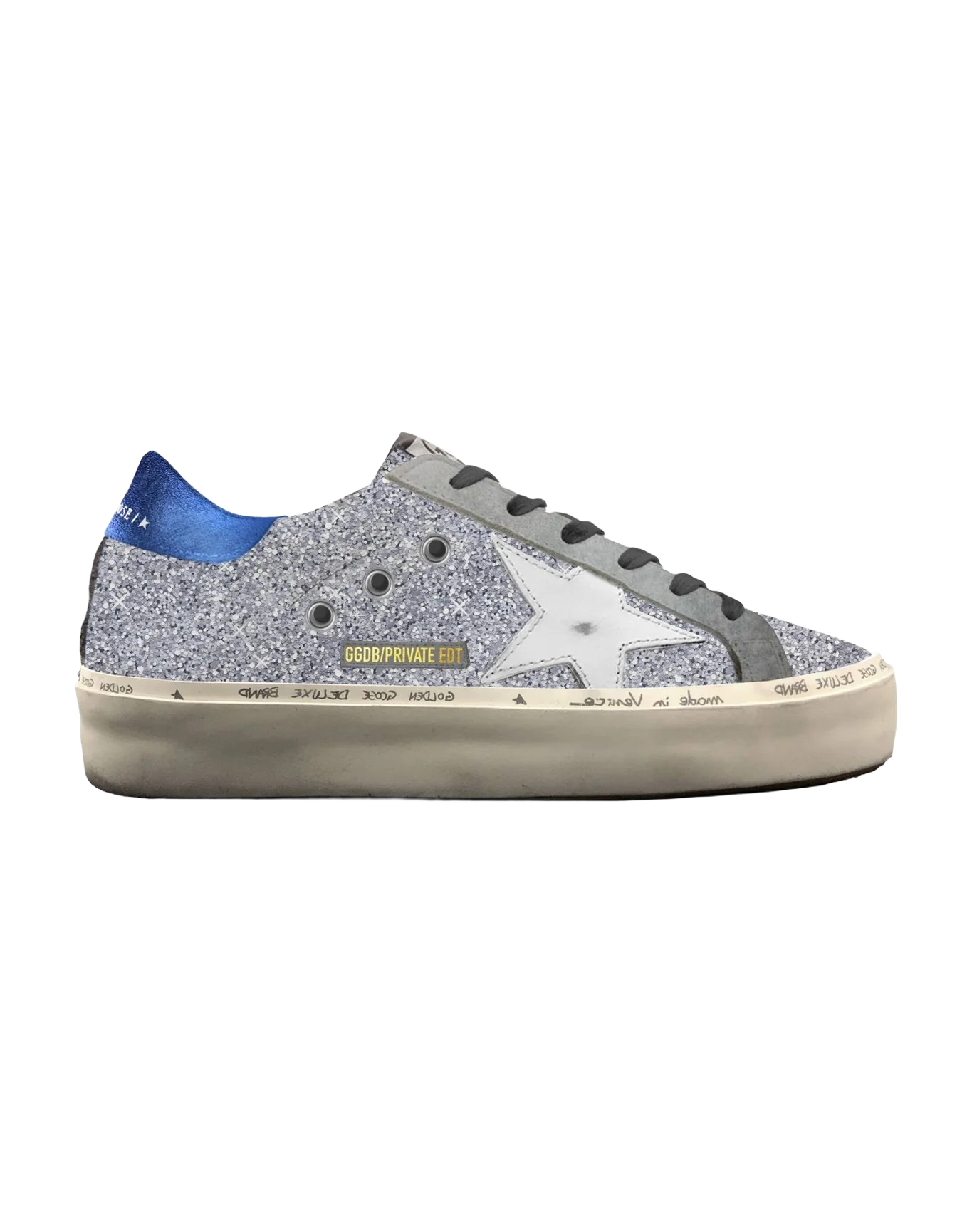 Women | Hi Star Silver Glitter with White Star & Blue Heel Tab