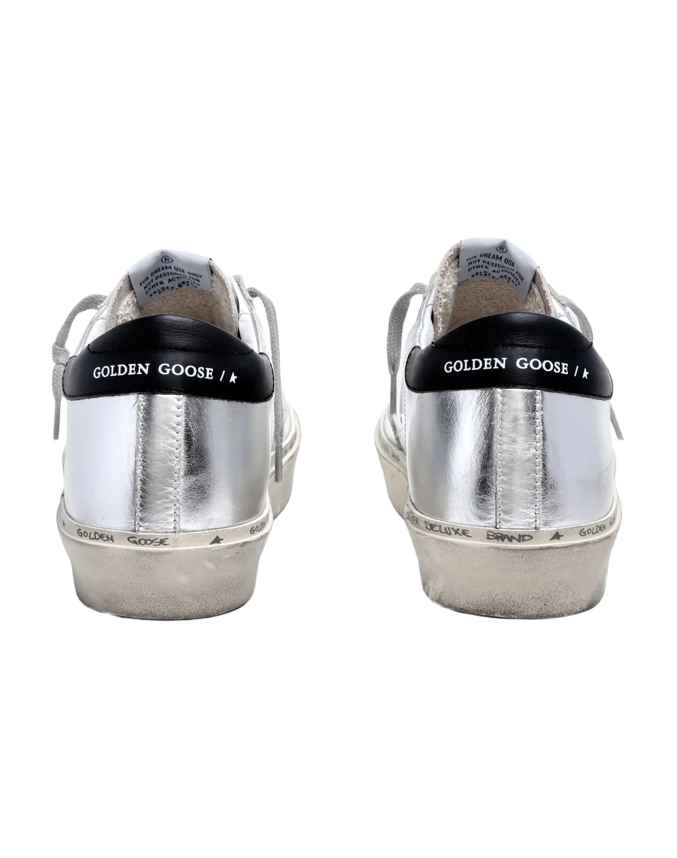 Women | Hi Star Sneakers Silver Laminated Leather with Red Glitter Star & Black Heel Tab | Silver x Salmon Pink x Black - Image 6