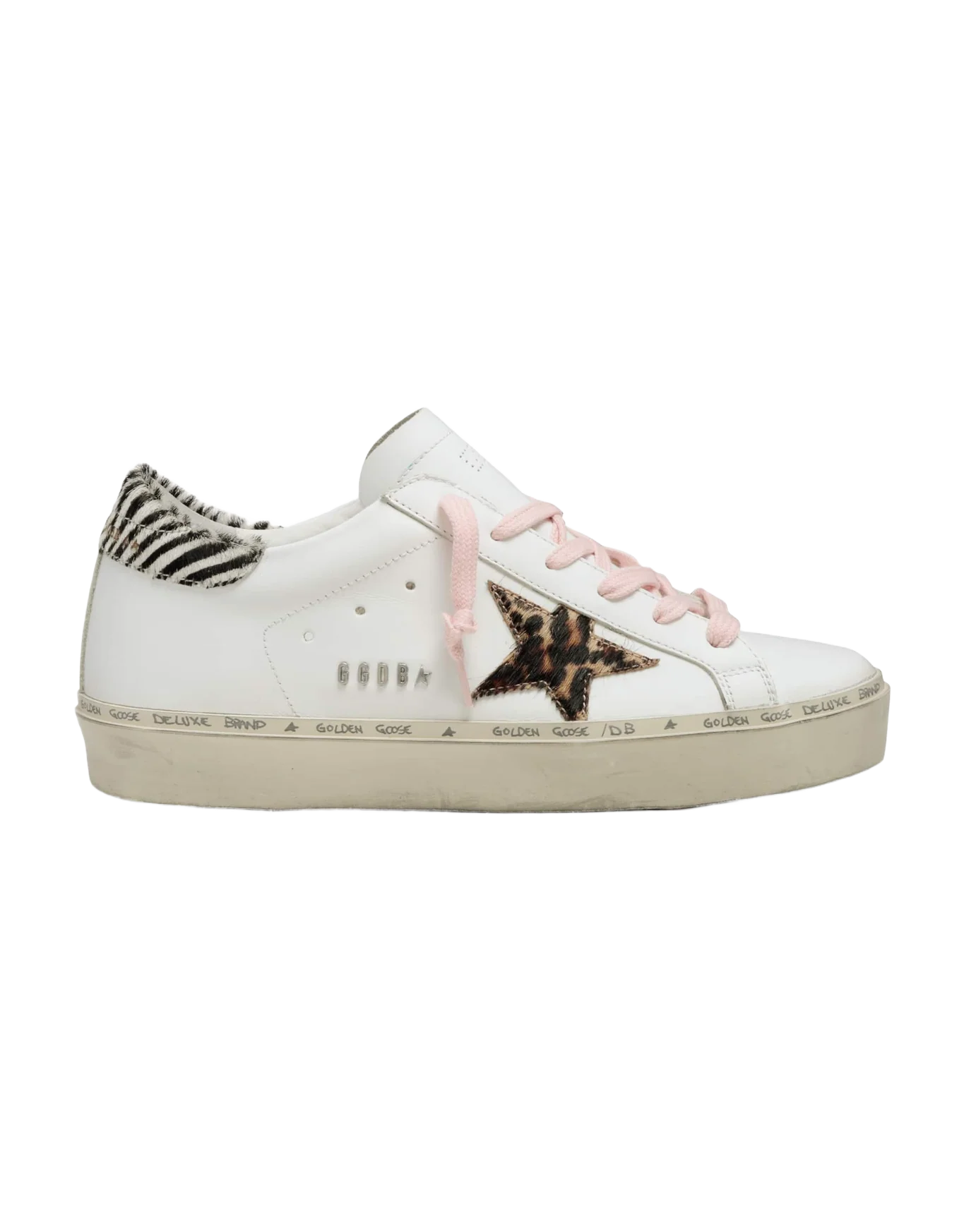 Women | Hi Star Sneakers White Leather with Leopard Pony Skin Star & Zebra Pony Skin Heel Tab | White x Beige Brown Leo x White Black - Image 8
