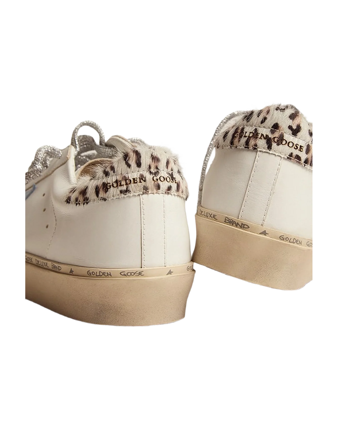 Women | Hi Star Sneakers White Leather with Light Blue Star & Leopard Pony Skin Heel Tab | White x Powder Blue x White Black Crem Leo - Image 2