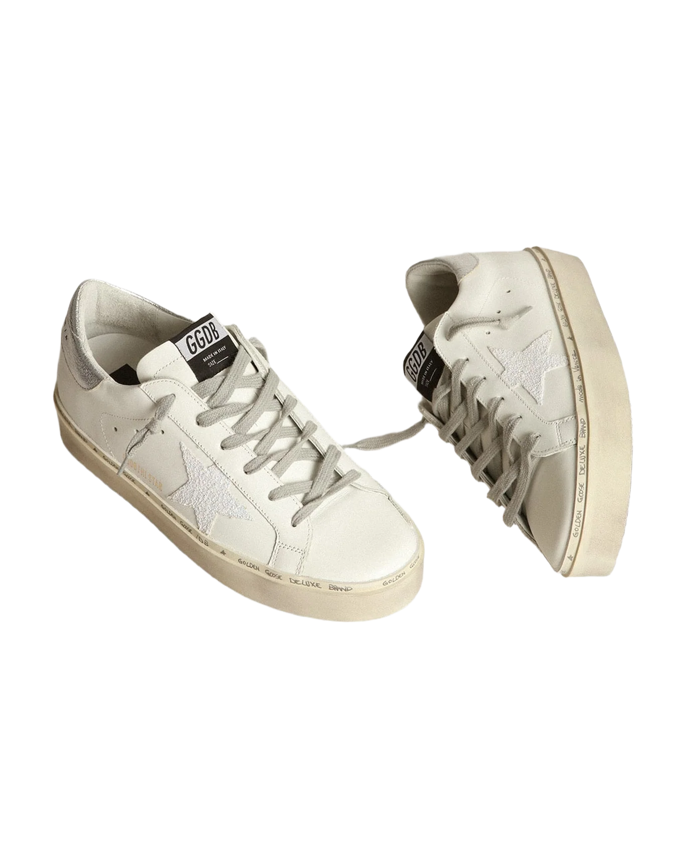 Women | Hi Star Sneakers with Iridescent Star & Silver Heel Tab | White x Silver - Image 4