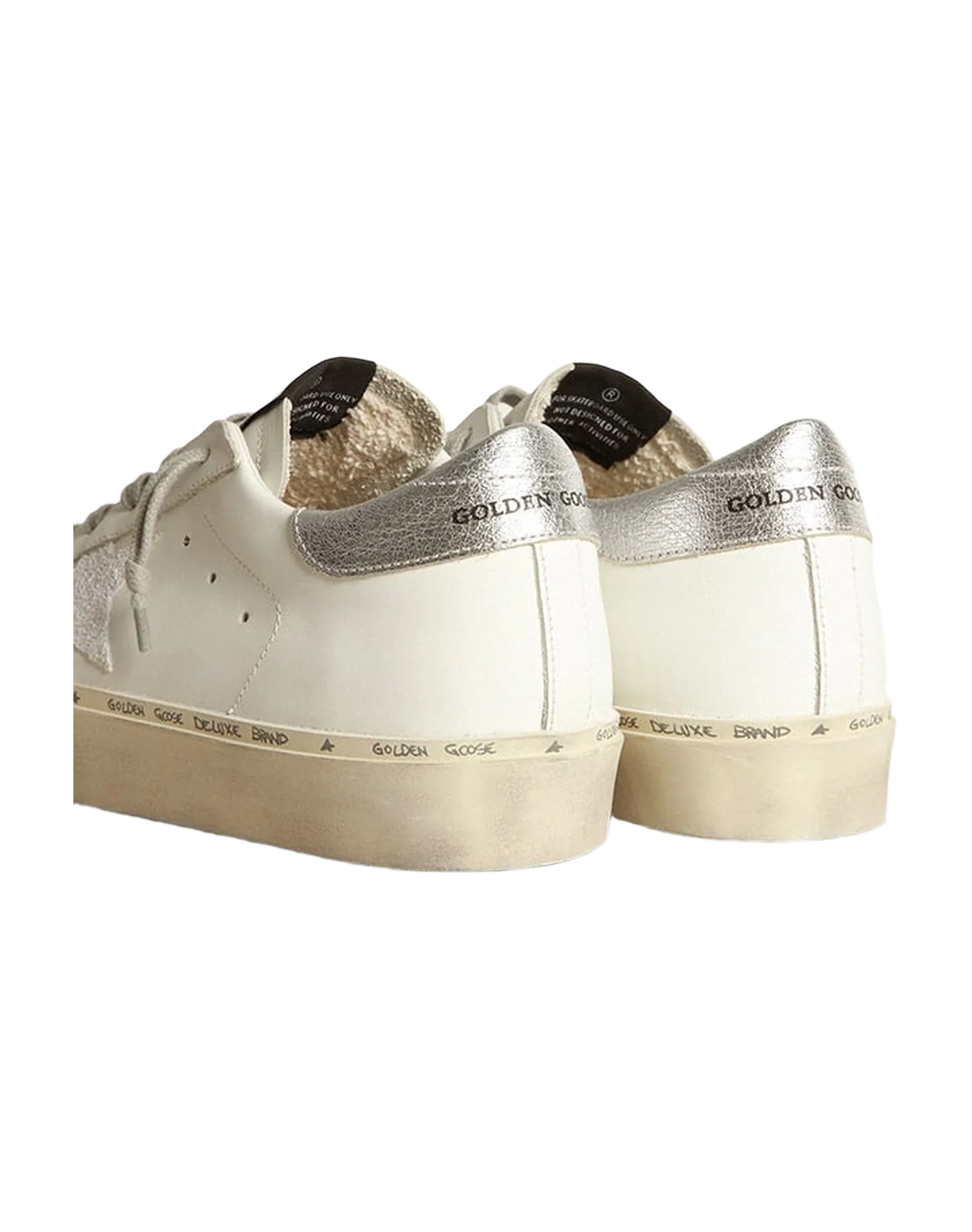 Women | Hi Star Sneakers with Iridescent Star & Silver Heel Tab | White x Silver - Image 5