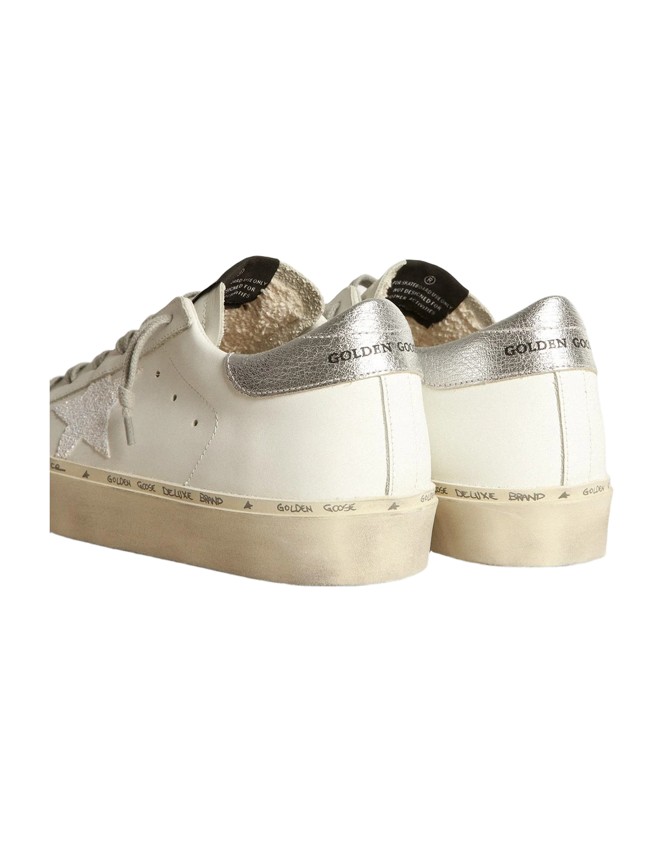 Women | Hi Star Sneakers with Iridescent Star & Silver Heel Tab | White x Silver - Image 8