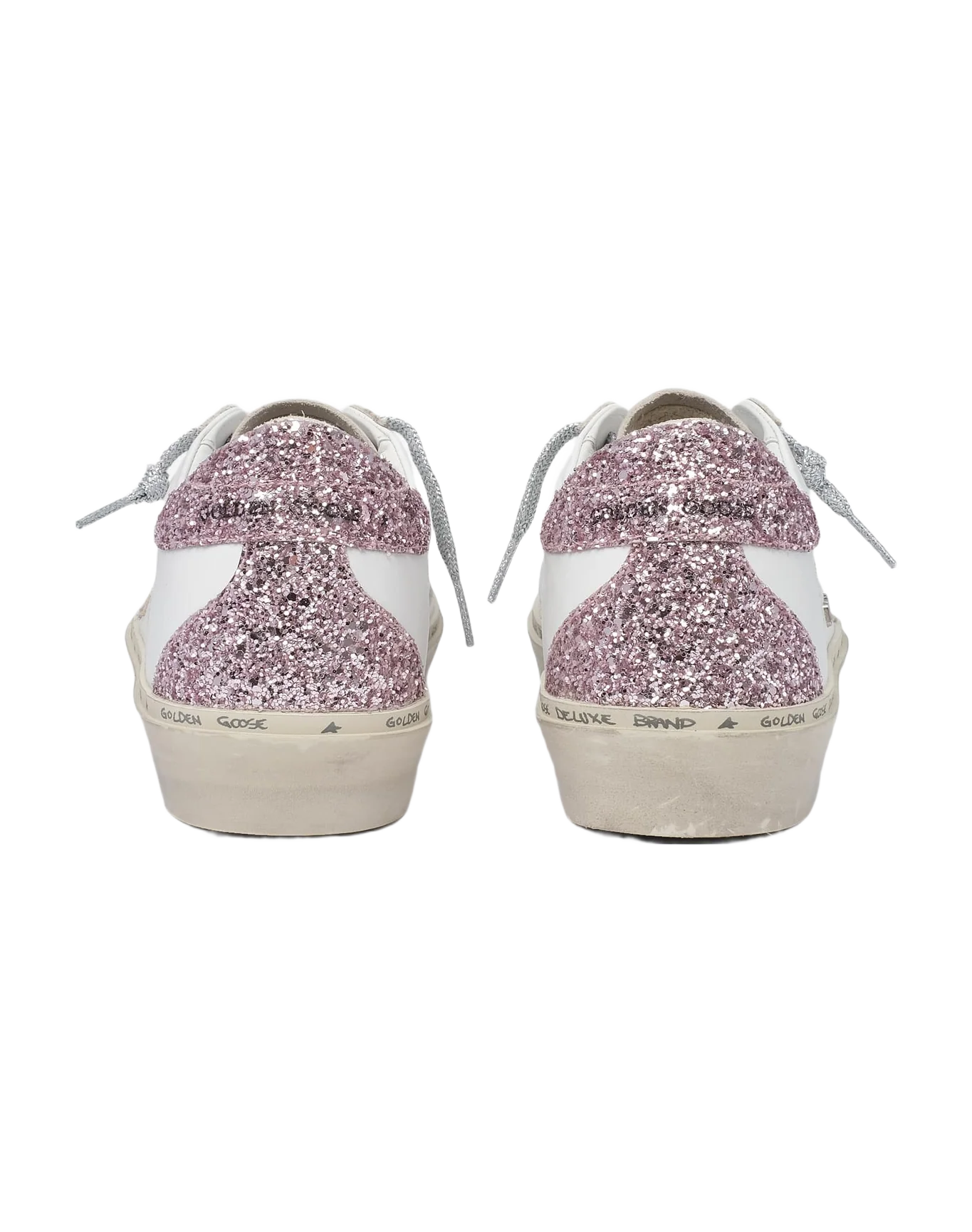 Women | Hi Star Sneakers with Laminated Leather Star & Glitter Heel Tab | White x Silver x Rose Quartz - Image 6