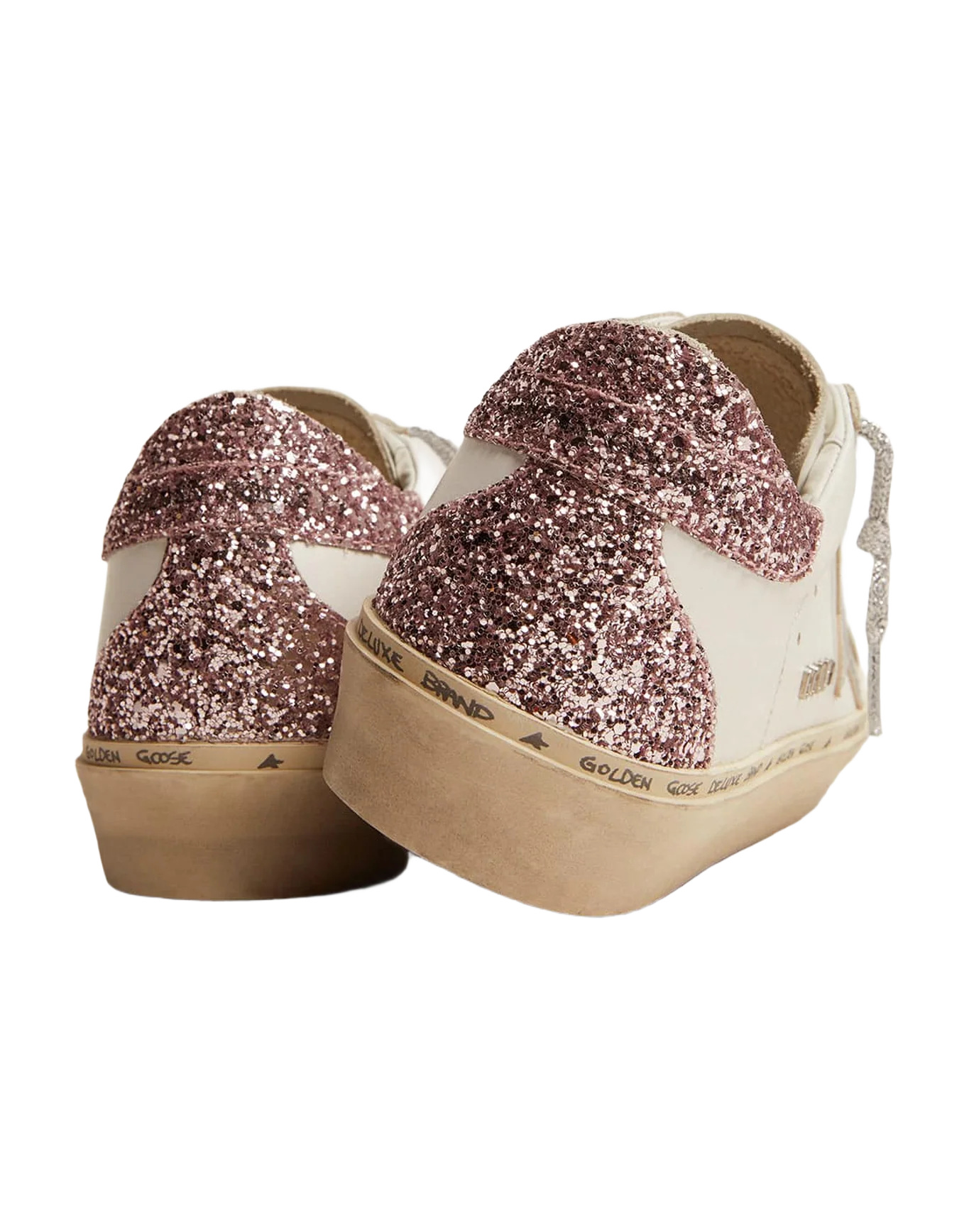 Women | Hi Star Sneakers with Laminated Leather Star & Glitter Heel Tab | White x Silver x Rose Quartz - Image 8