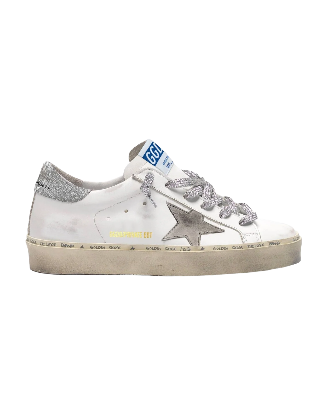 Women | Hi Star White Leather with Silver Heel Tab | White x Silver x Ice