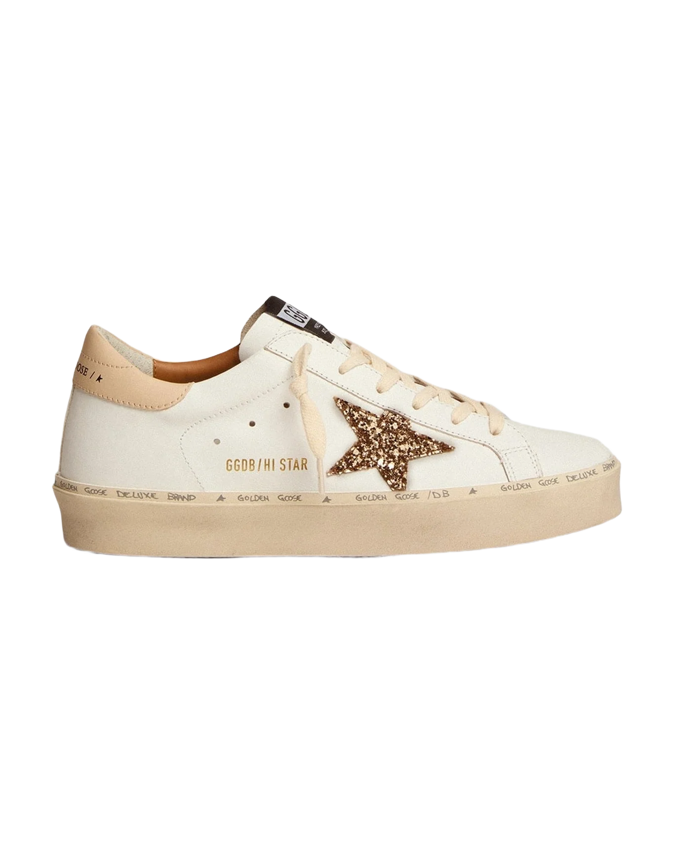 Women | Hi Star with Gold Glitter Star | White x Gold x Beige