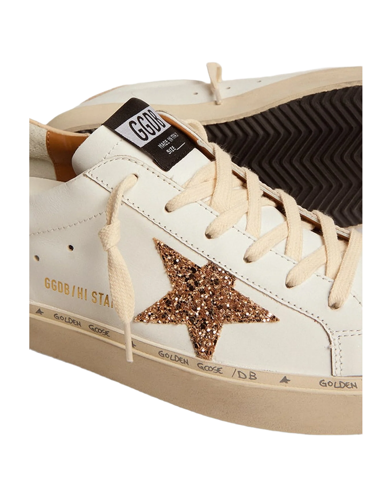 Women | Hi Star with Gold Glitter Star | White x Gold x Beige - Image 4