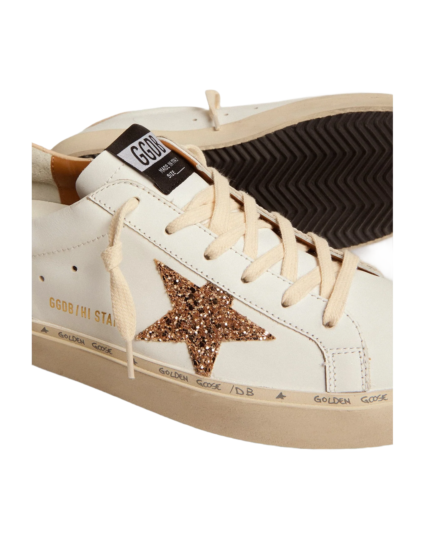 Women | Hi Star with Gold Glitter Star | White x Gold x Beige - Image 5