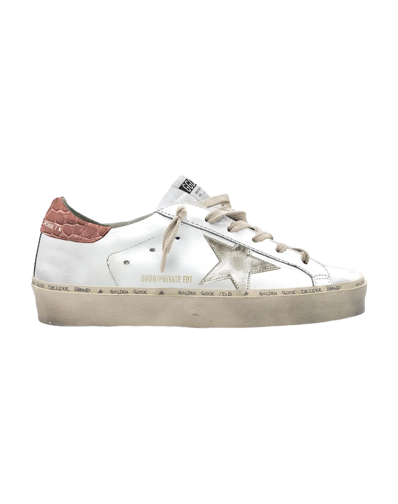 Women | Hi Star with Silver Star & Crocodile Pink Leather Heel Tab | White x Platinum x Ash Rose