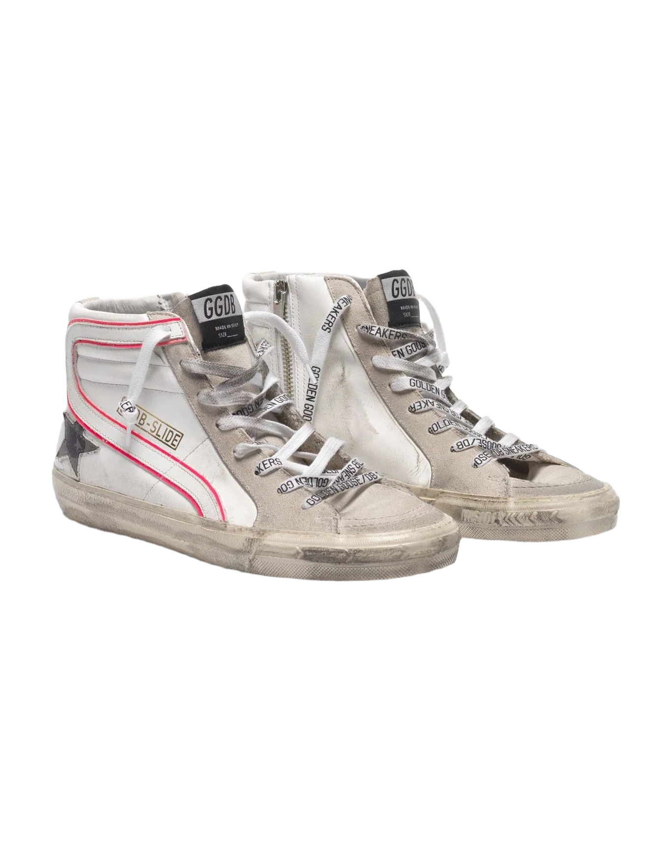 Women | High Sneakers White with Pink Comma & Grey Star