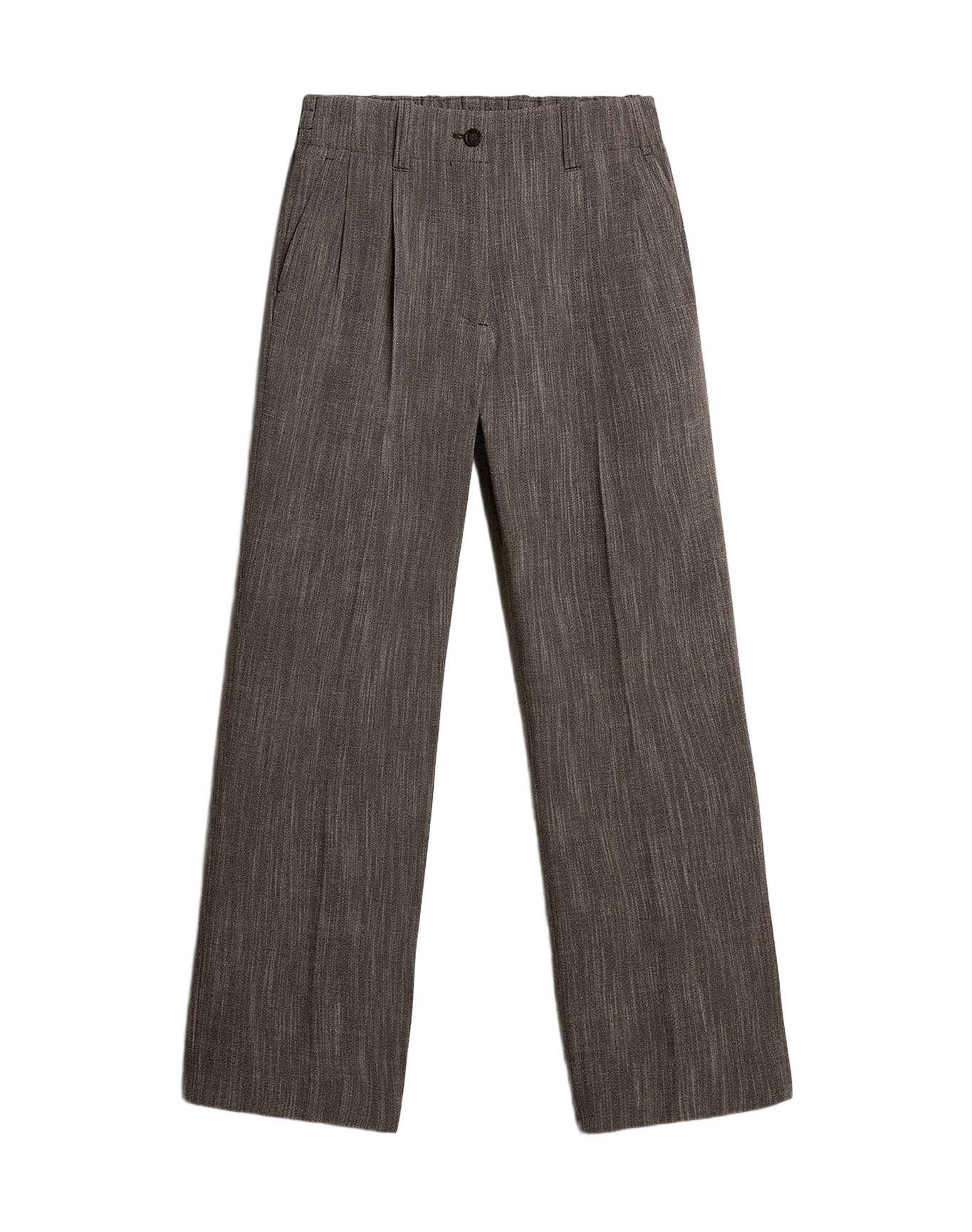 Women | High-Waisted Pants Gray Melange Wool Blend | Grey x White - Image 2