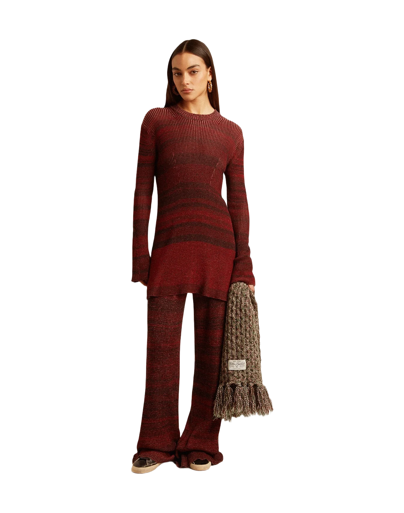 Women | Irregular-Striped Cotton Dress | Catawba Grape - Image 10