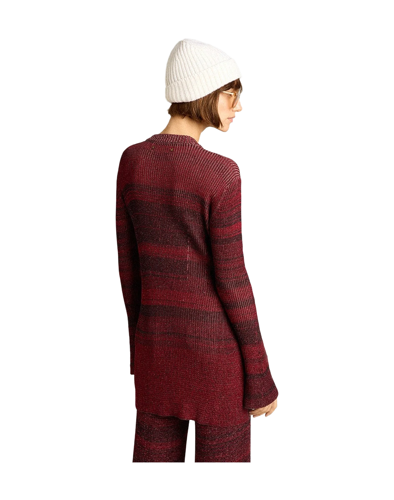 Women | Irregular-Striped Cotton Dress | Catawba Grape - Image 11