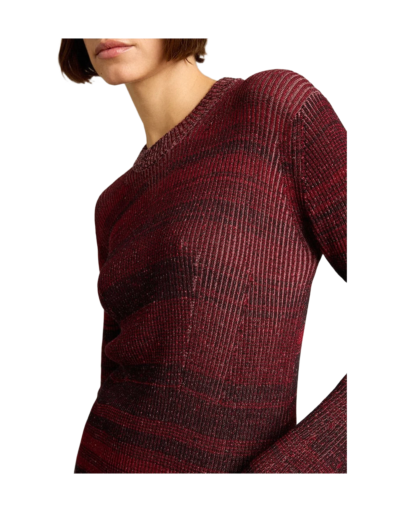 Women | Irregular-Striped Cotton Dress | Catawba Grape - Image 2