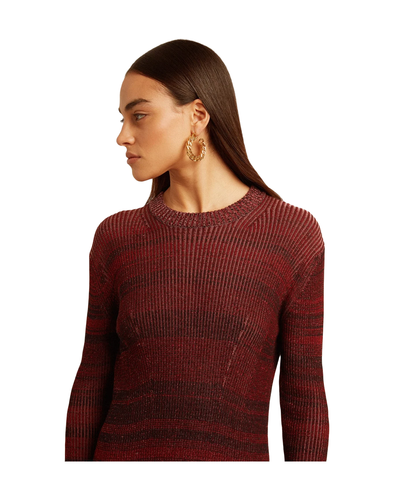 Women | Irregular-Striped Cotton Dress | Catawba Grape - Image 6