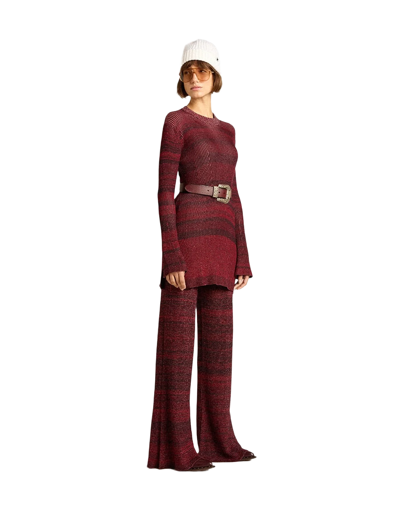 Women | Irregular-Striped Cotton Pants | Catawba Grape - Image 5