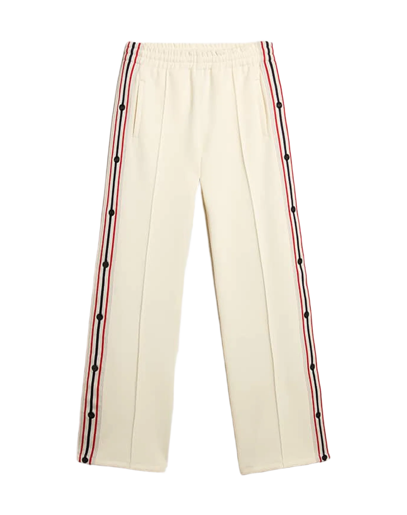 Women | Joggers Aged White with Side Stripes | Papyrus x Dark Blue - Image 2