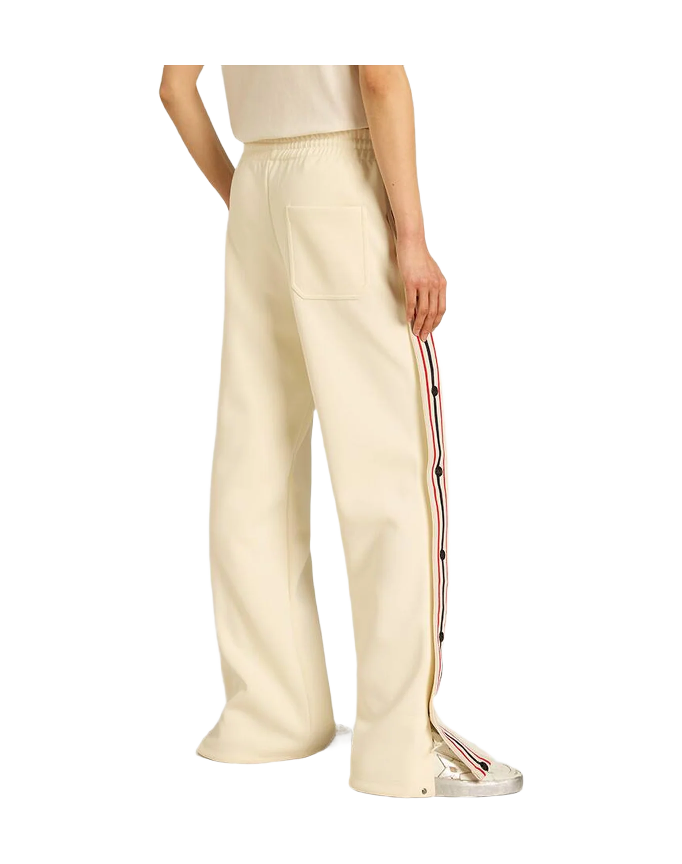 Women | Joggers Aged White with Side Stripes | Papyrus x Dark Blue - Image 3