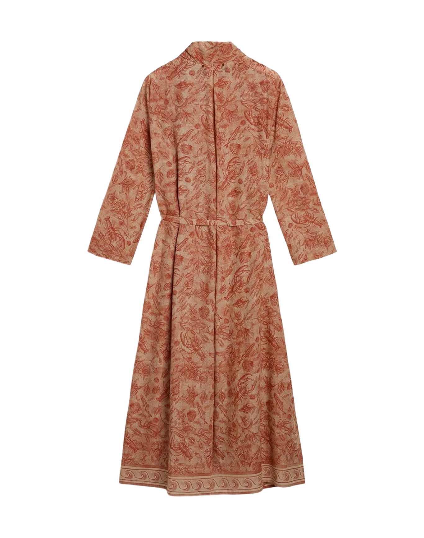 Women | Kaftan Cotton Voile with All-Over Brick-Red Marine Print | Artic Wolf x Autumn Glaze - Image 2