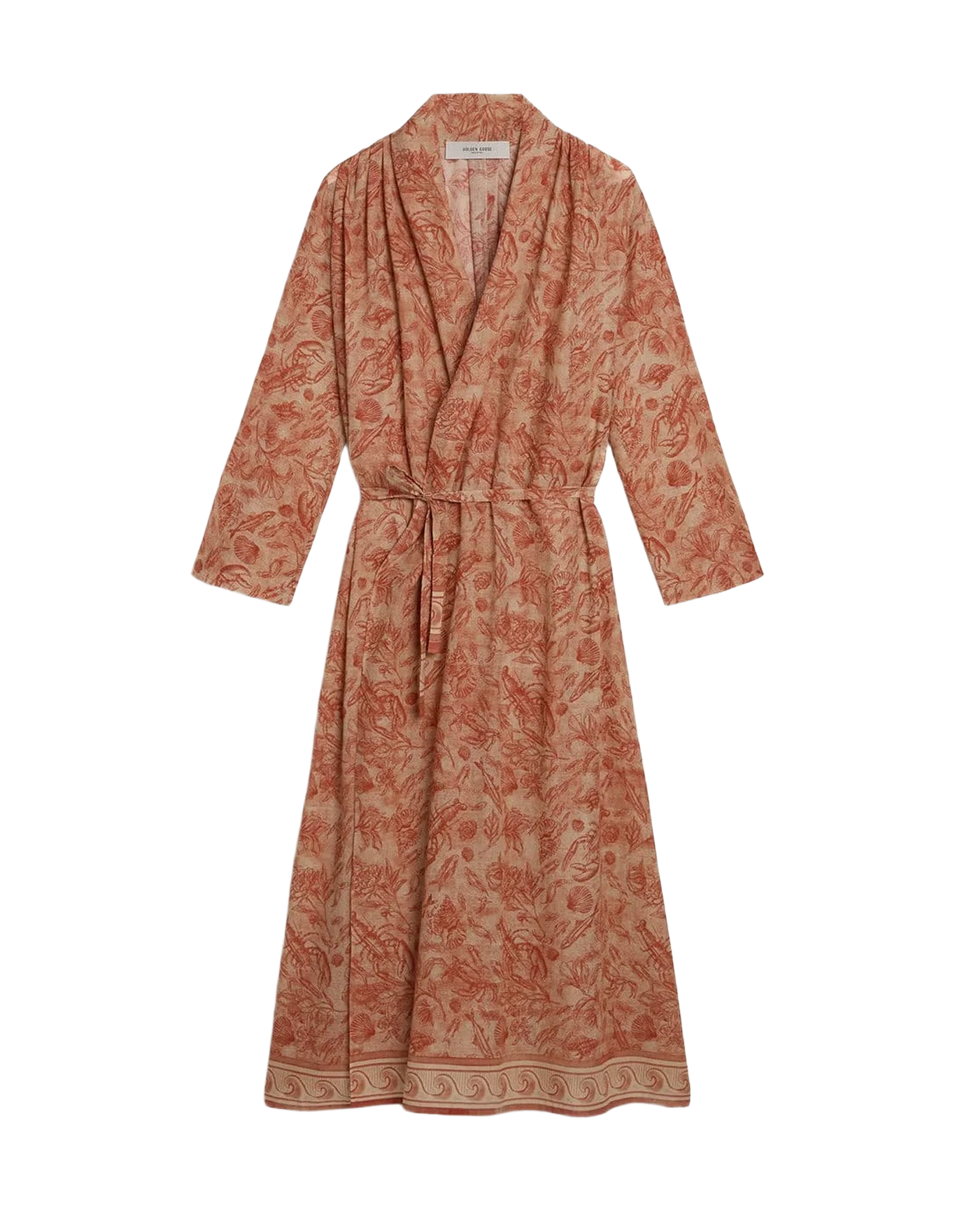 Women | Kaftan Cotton Voile with All-Over Brick-Red Marine Print | Artic Wolf x Autumn Glaze - Image 7