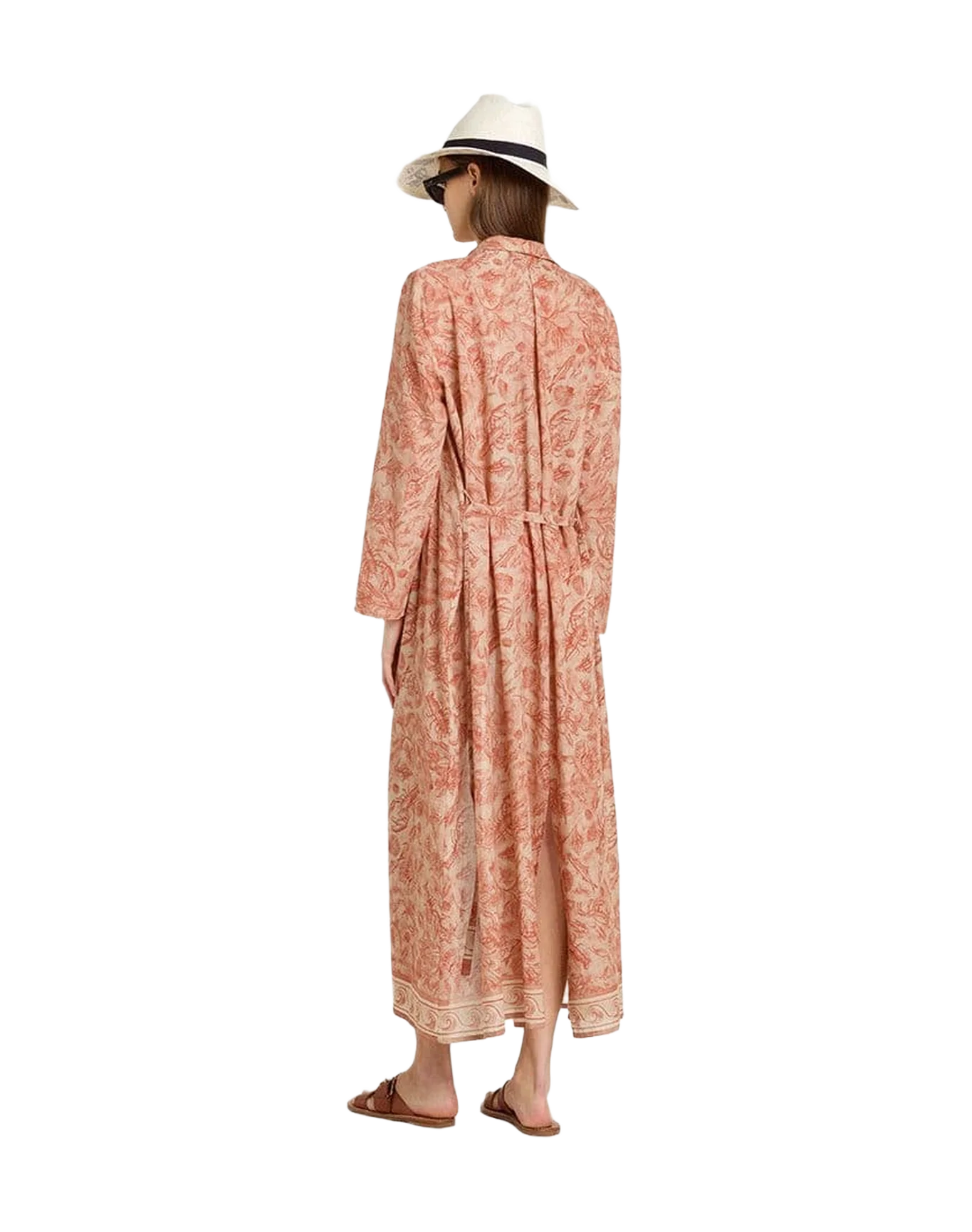 Women | Kaftan Cotton Voile with All-Over Brick-Red Marine Print | Artic Wolf x Autumn Glaze - Image 8
