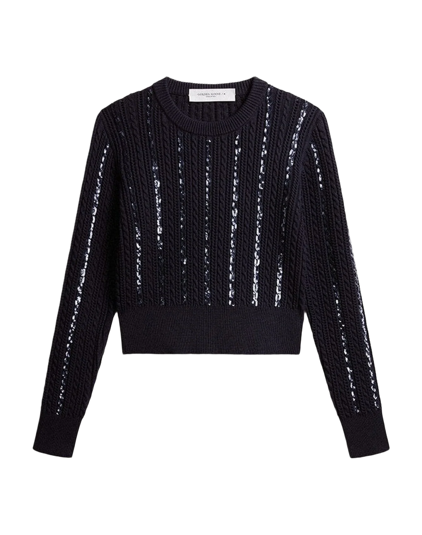 Women | Knitwear Blue Navy with Paillettes Stripes | Dark Blue