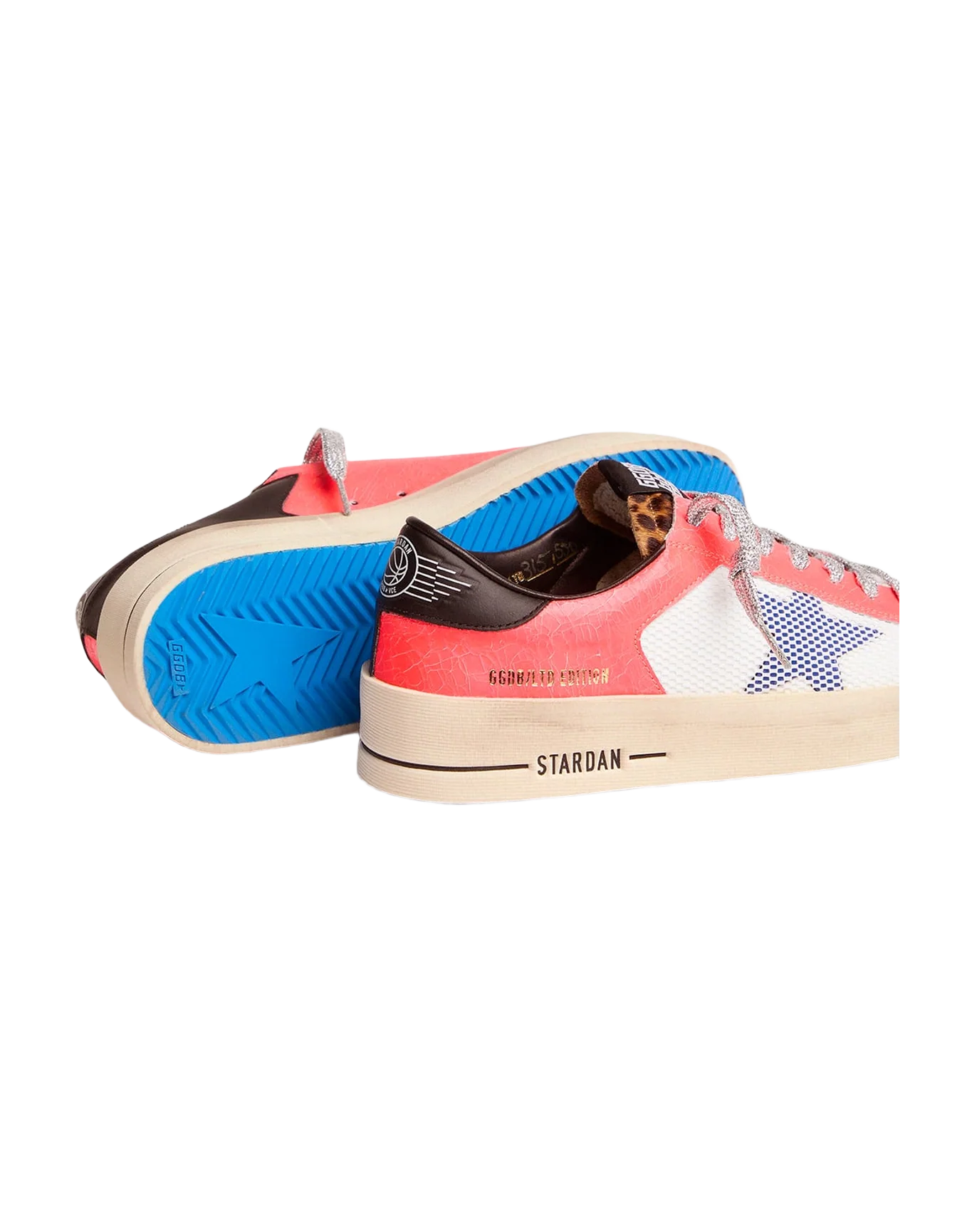 Women | Lab Limited Edition Stardan Sneakers Craquelé Leather & Pony Skin | White x Pink x Beige Brown Leo x Bluette x Black - Image 2