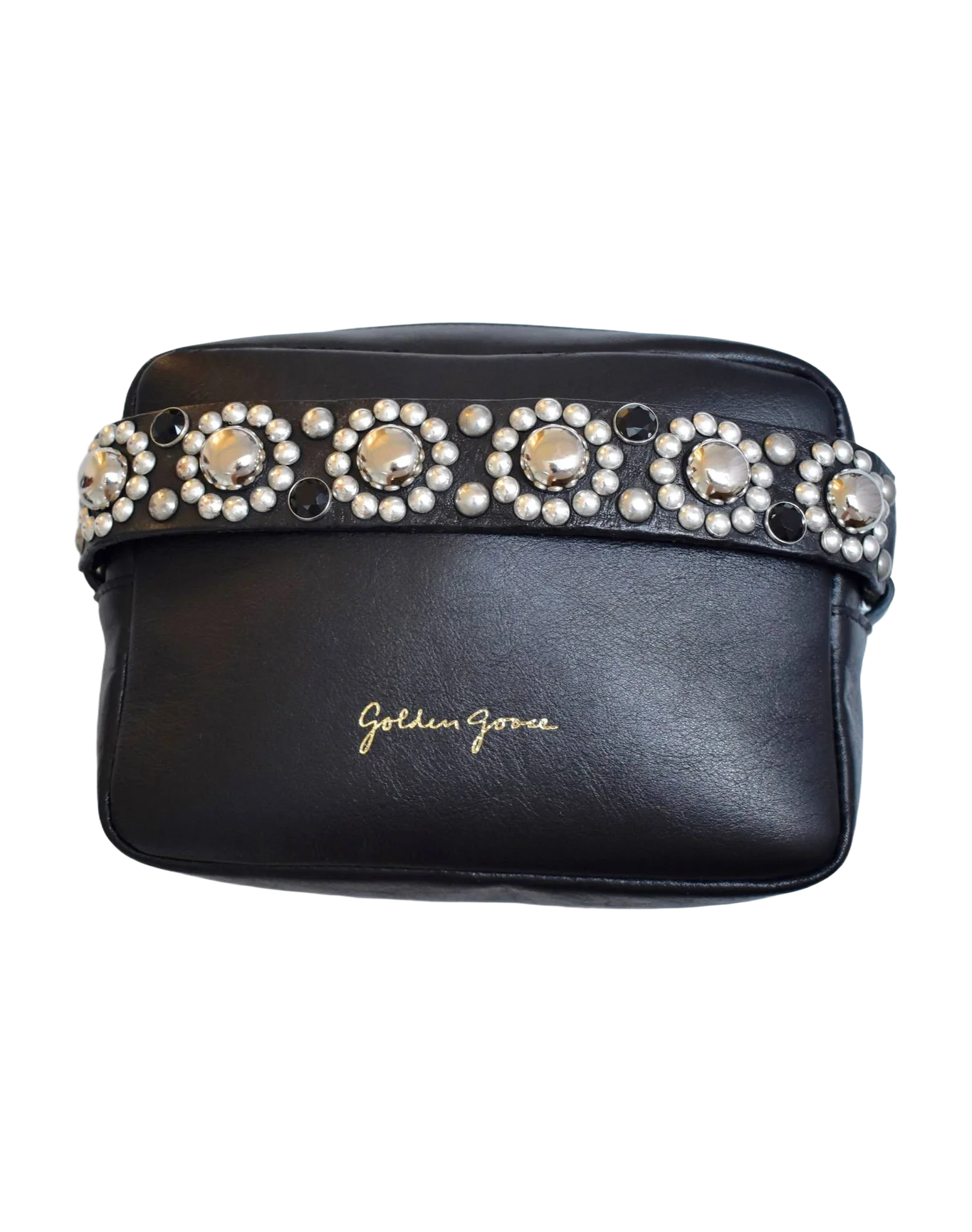 Women | Leather Camera Bag Black with Studded Handle - Image 2