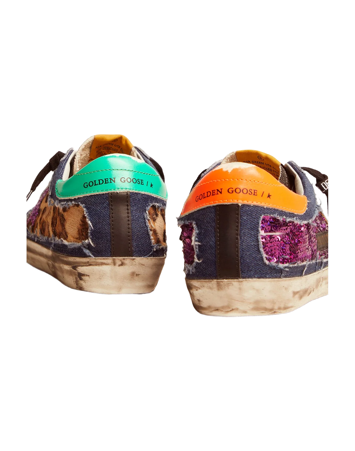 Women | Limited Edition Lab Glitter Leopard-Print Super-Star Sneakers | Purple x Beige Brown Leo x Orange Fluo x Green Fluo - Image 2