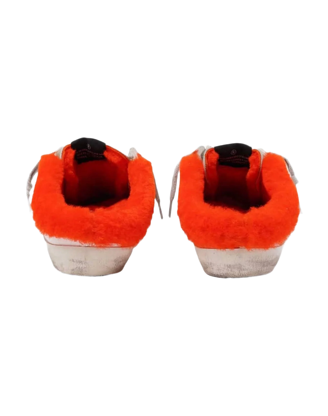 Women | Limited Edition Super-Star Sabot White Leather with Fluo Orange Shearling Padding | White x Orange Fluo x Ice