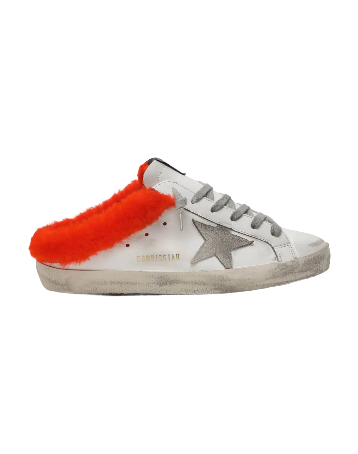 Women | Limited Edition Super-Star Sabot White Leather with Fluo Orange Shearling Padding | White x Orange Fluo x Ice - Image 2