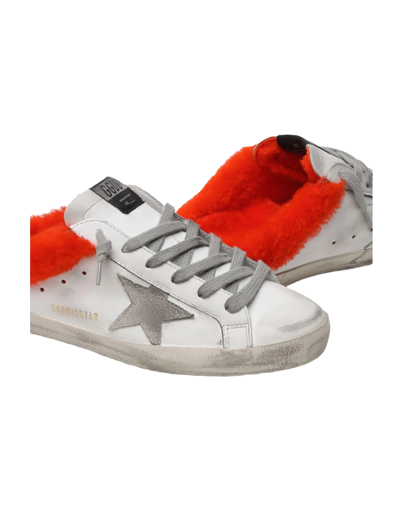 Women | Limited Edition Super-Star Sabot White Leather with Fluo Orange Shearling Padding | White x Orange Fluo x Ice - Image 4