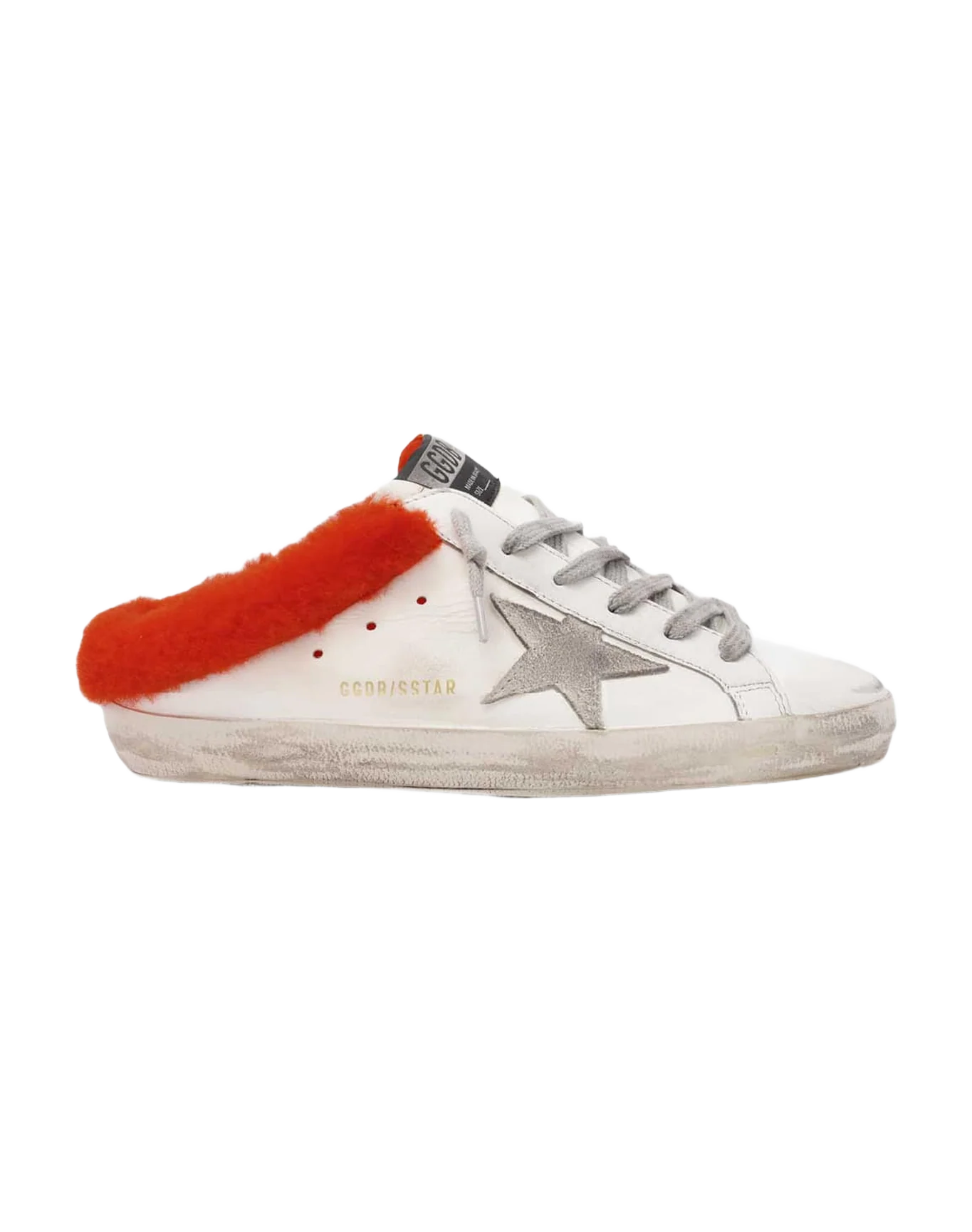 Women | Limited Edition Super-Star Sabot White Leather with Fluo Orange Shearling Padding | White x Orange Fluo x Ice - Image 5