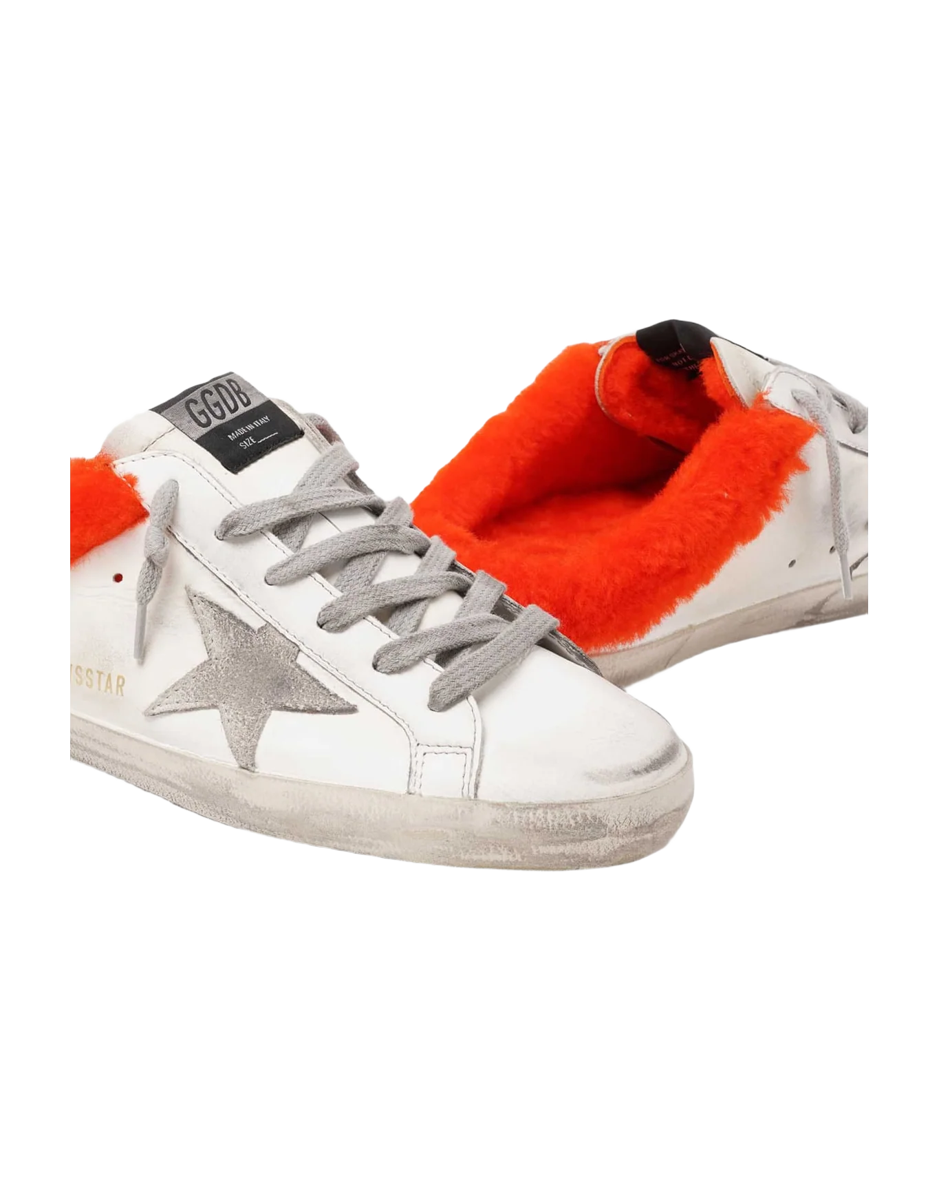 Women | Limited Edition Super-Star Sabot White Leather with Fluo Orange Shearling Padding | White x Orange Fluo x Ice - Image 6
