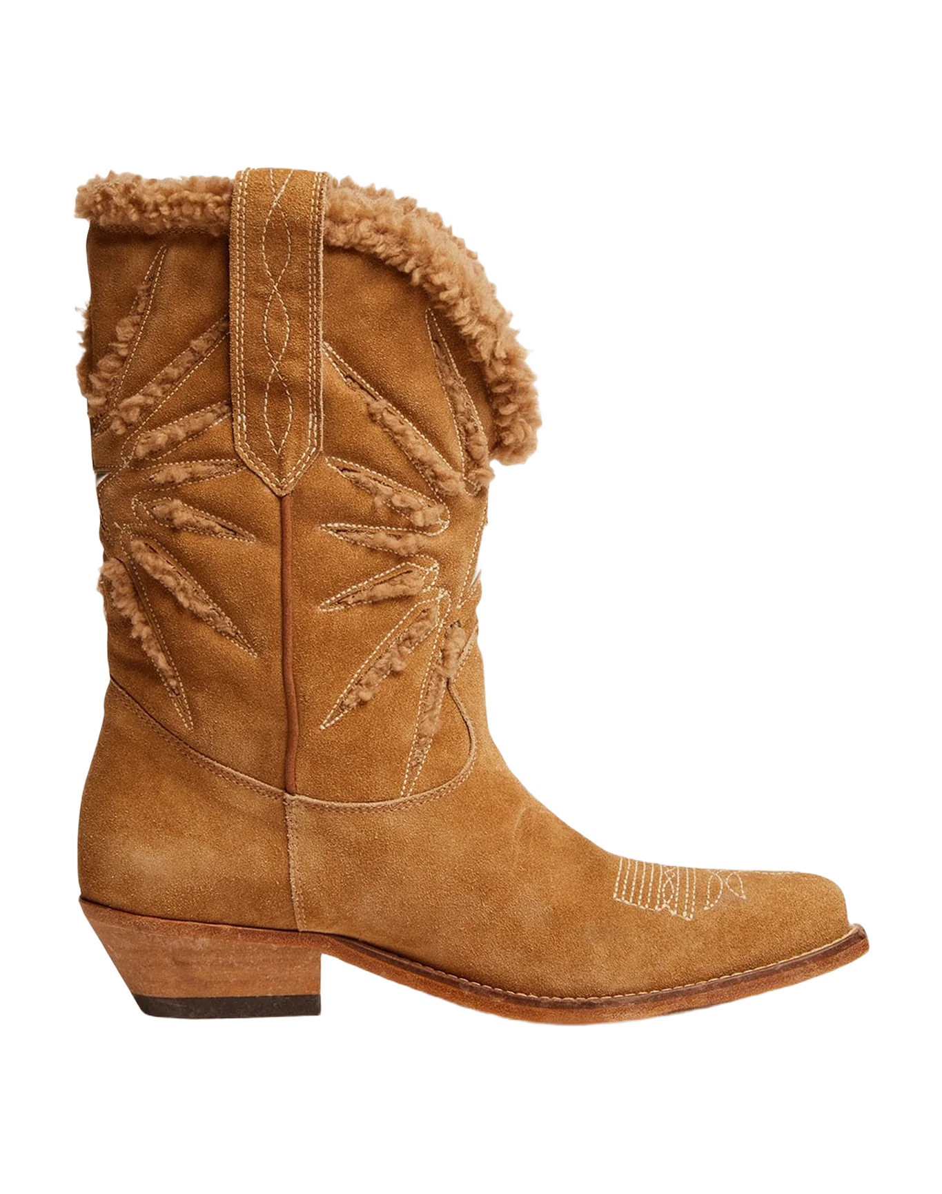 Women | Low Wish Star Boots Beige Suede with Shearling Lining | Elk Brown x Beige - Image 2