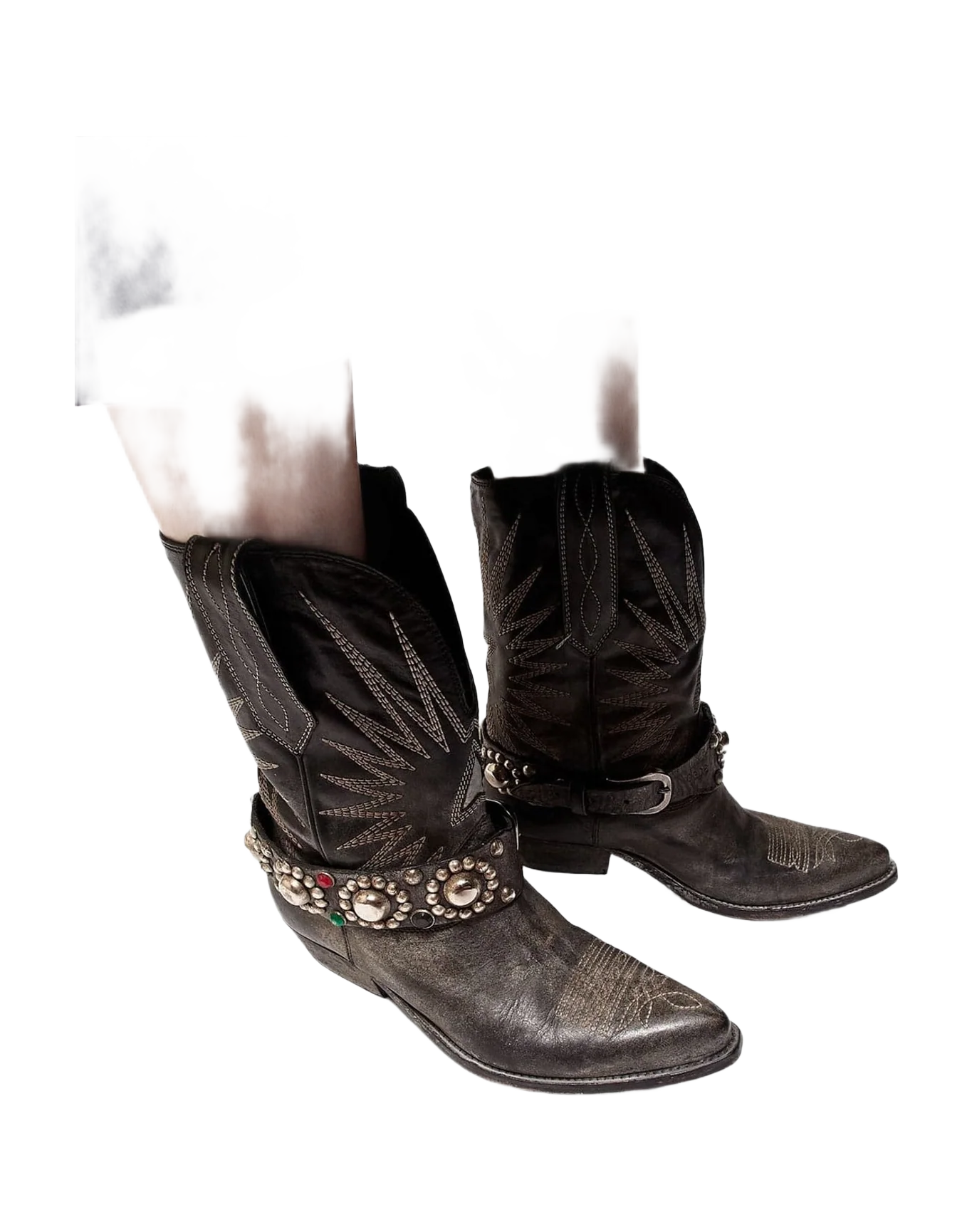 Women | Low Wish Star Boots Leather with Studded Strap