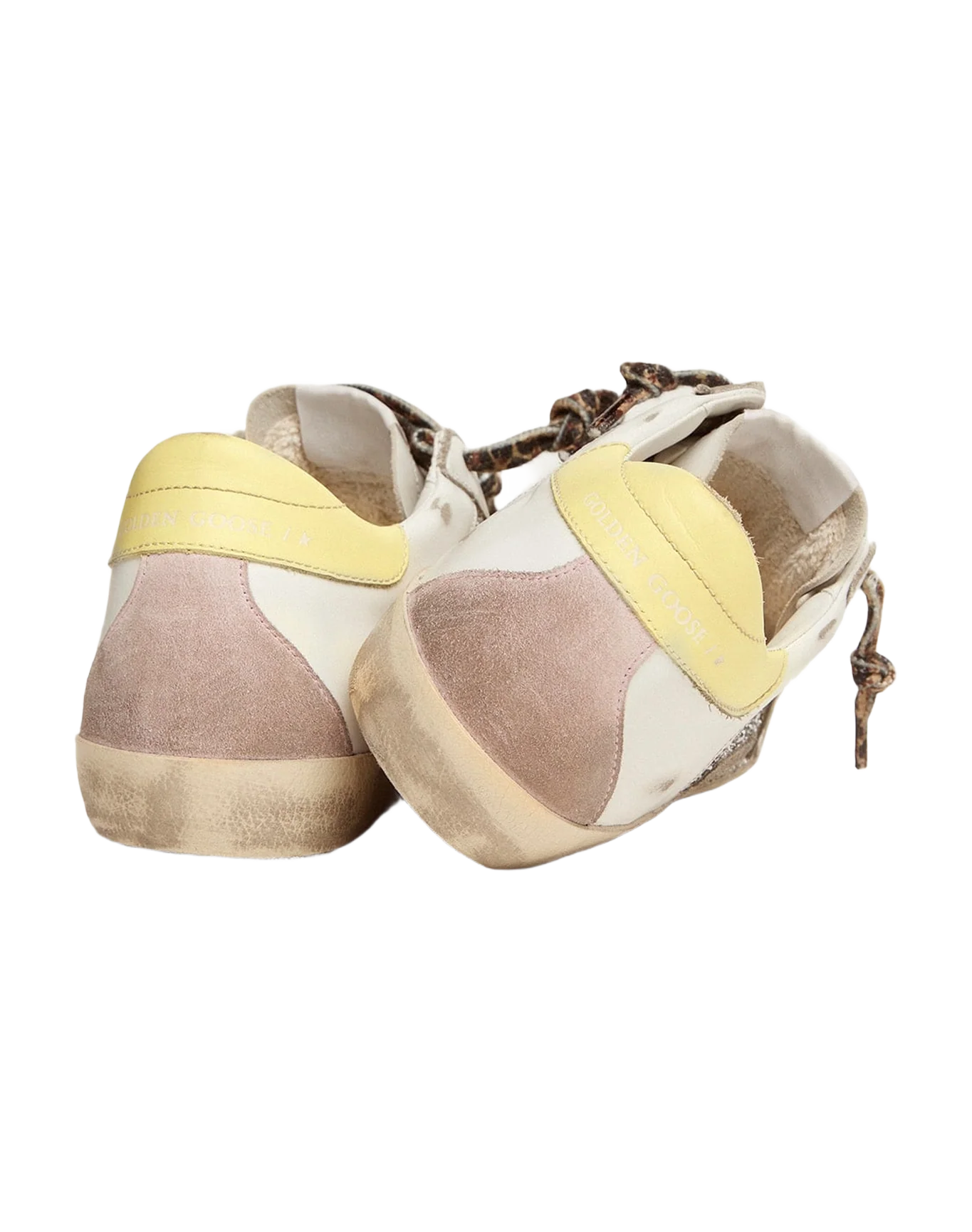Women | Ltd Super-Star Sneakers Leather & Glitter with Colorful Heel Tab | White x Silver x Yellow x Lavender - Image 9