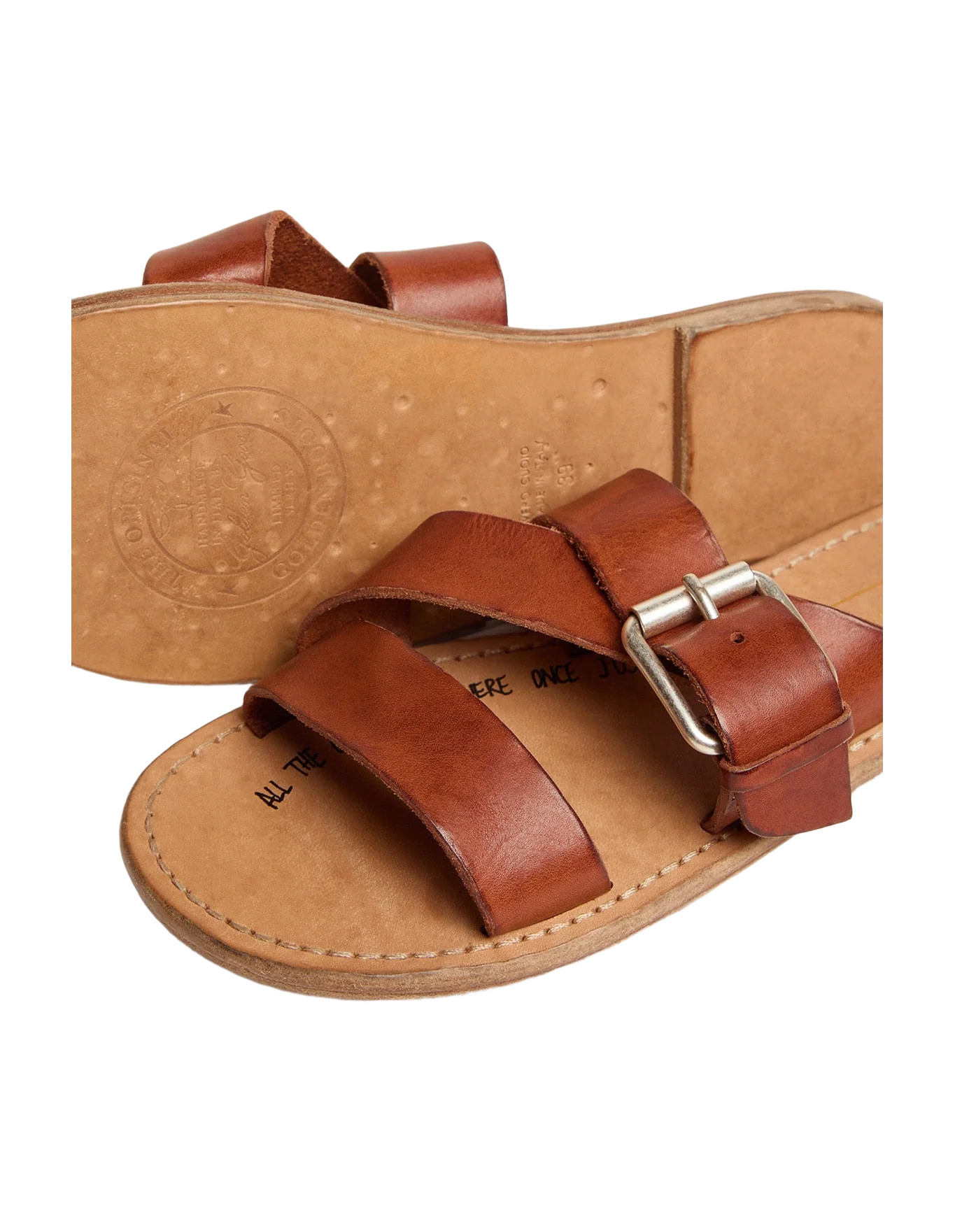 Women | Margaret Flat Sandals Resin-Coated Leather | Cuoio - Image 3